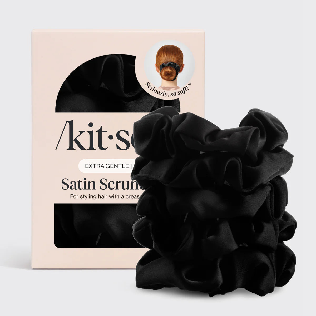 Black Satin Sleep Scrunchies Set of 5