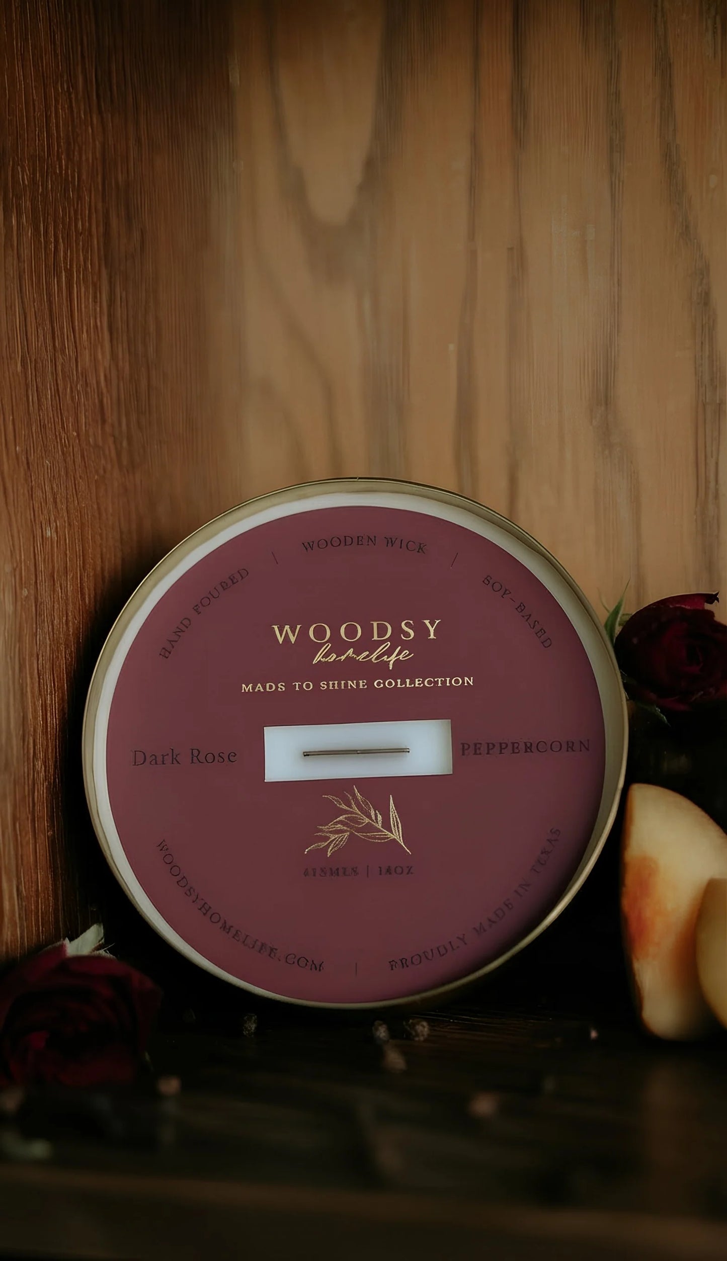 Dark Rose & Peppercorn Brass Bowl Candle