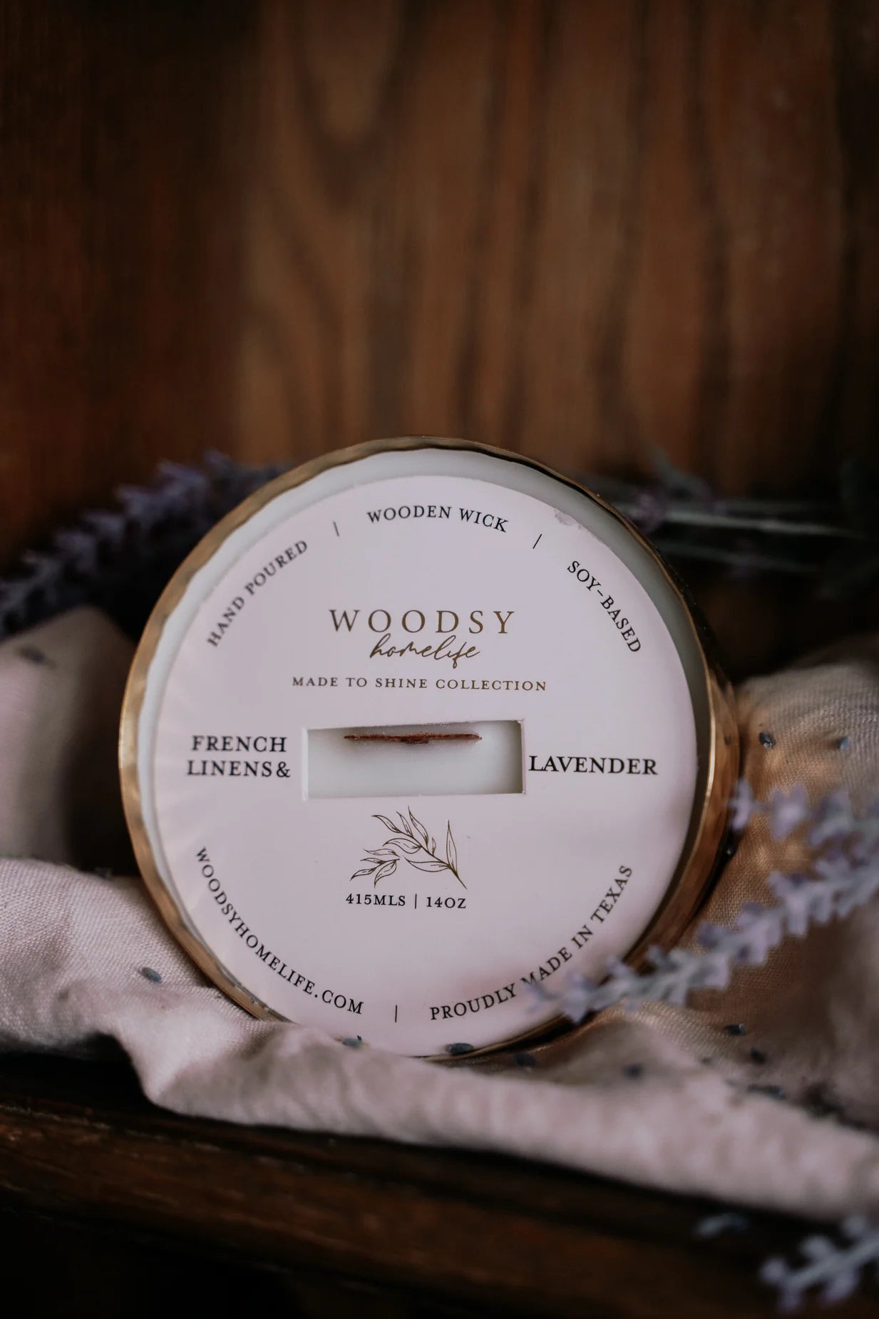 French Linens & Lavender Brass Bowl Candle