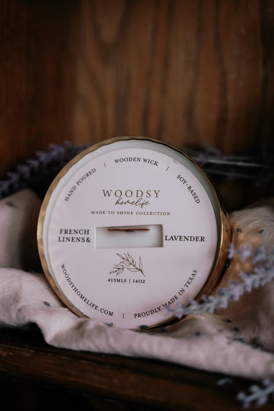 French Linens & Lavender Brass Bowl Candle