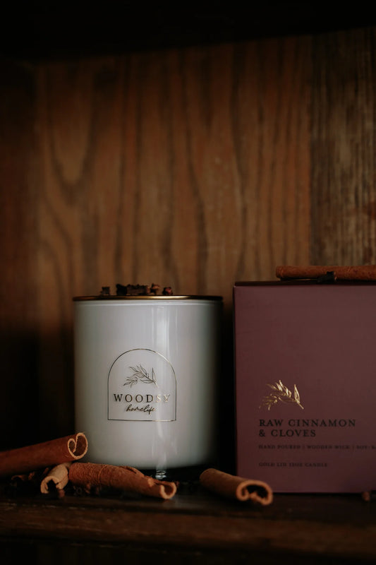 Raw Cinnamon & Cloves 12 oz Glass Candle