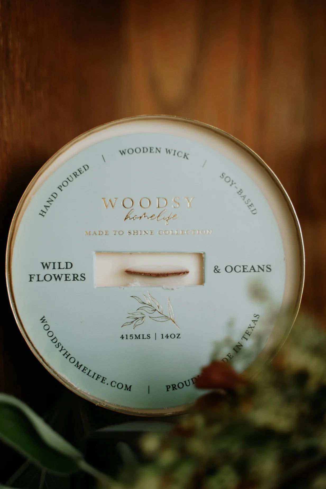 Wild Flowers & Oceans Brass Bowl Candle